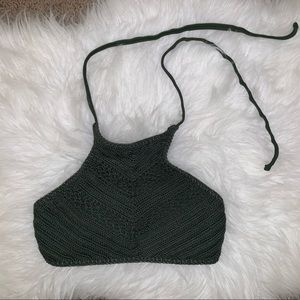 knitted green bikini top